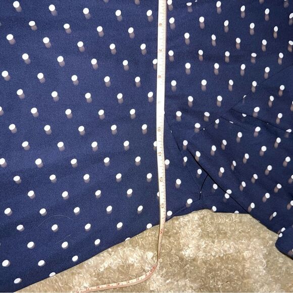 Express Navy Blue Polka Dot Midi Dress with Flutter Sleeve size S - Picture 5 of 8